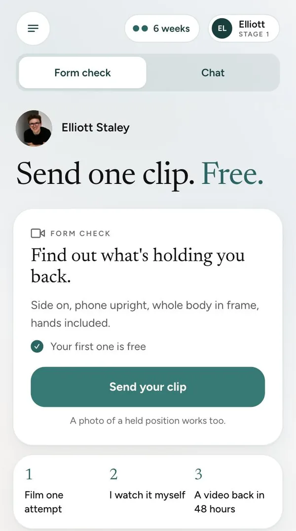 Send one clip, free, and Elliott replies on video
